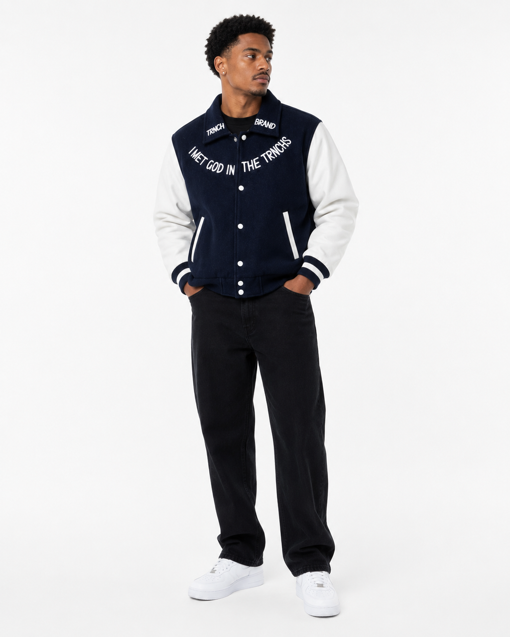 TRNCH Brand Navy Varsity Jacket