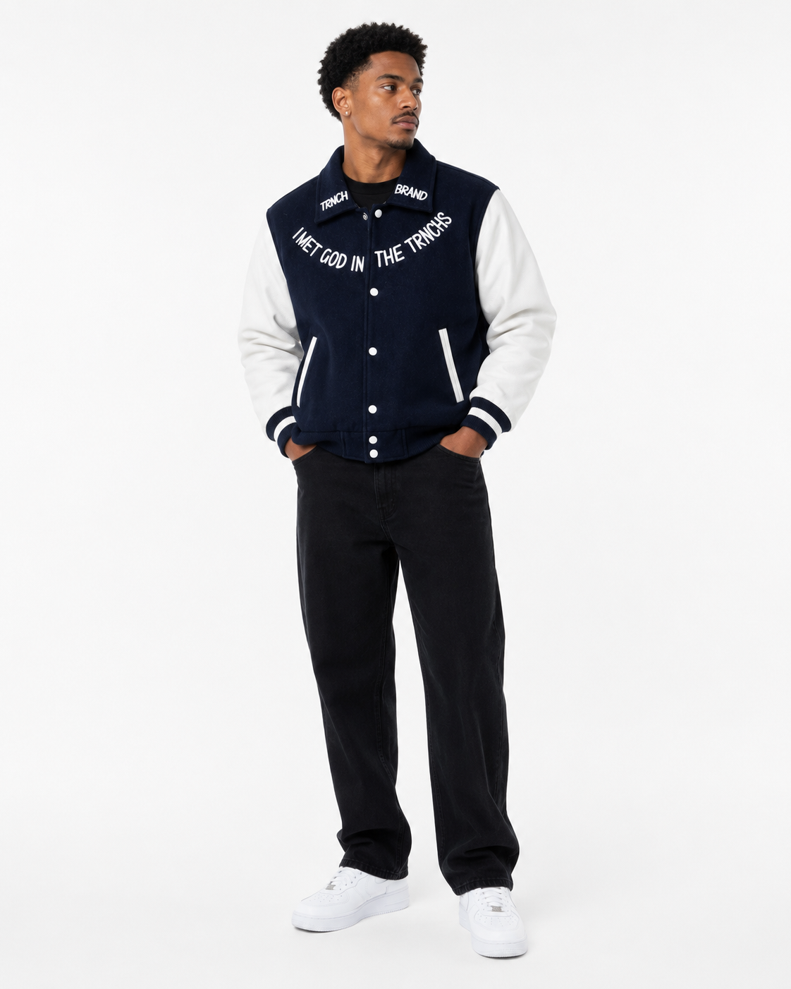 TRNCH Brand Navy Varsity Jacket