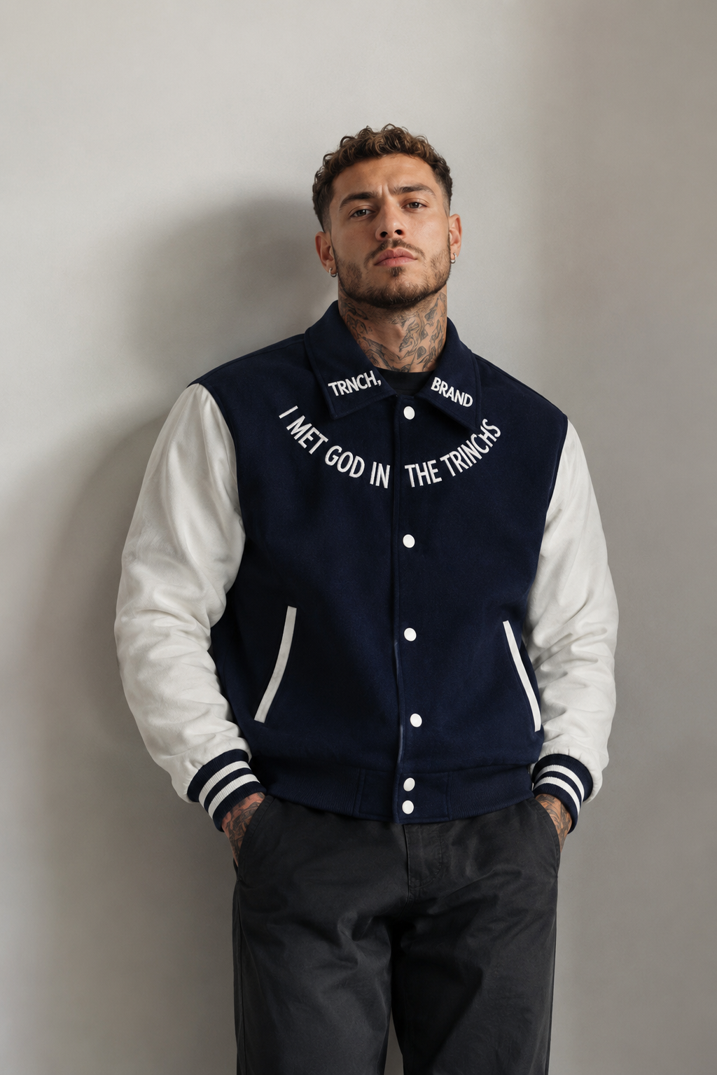 TRNCH Brand Navy Varsity Jacket