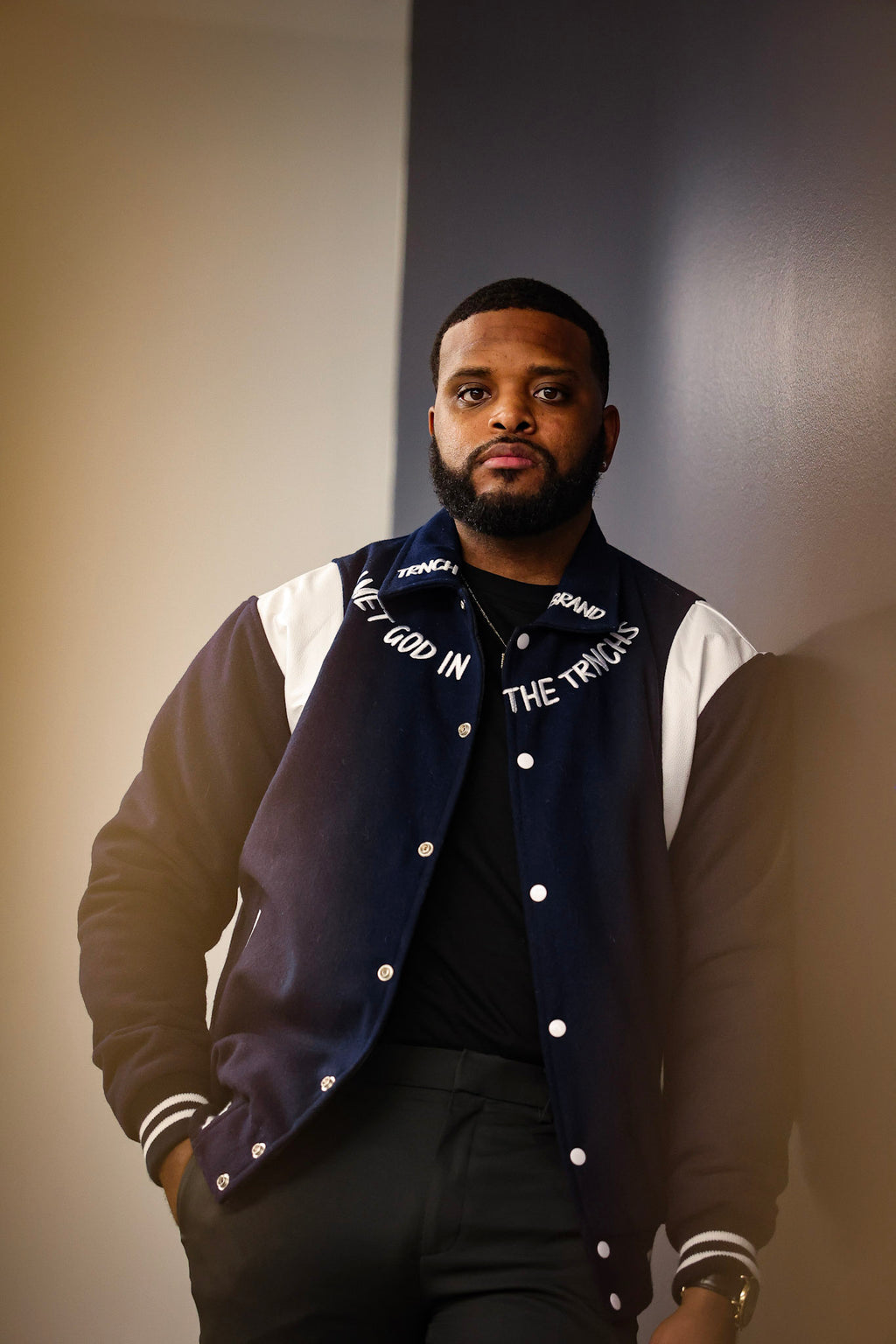 TRNCH Brand Navy Varsity Jacket